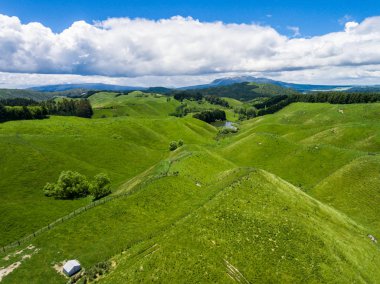 Havadan görünümü koyun çiftliği hill, Rotorua, Yeni Zelanda