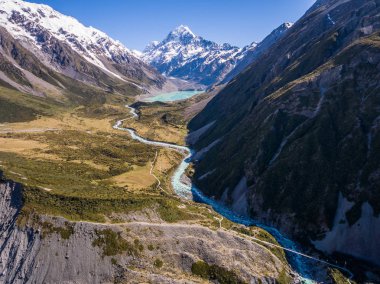 Havadan görünümü Mt Cook manzara, Yeni Zelanda