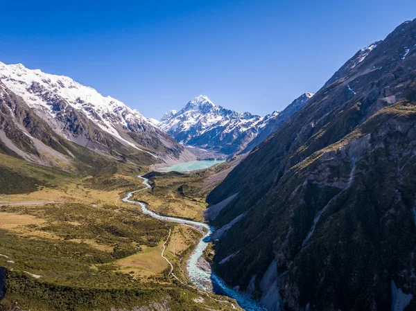 Vista aérea do Monte Cook Paisagem, Nova Zelândia — Fotografia de Stock