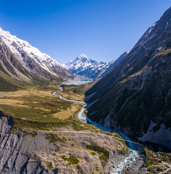 Havadan görünümü Mt Cook manzara, Yeni Zelanda