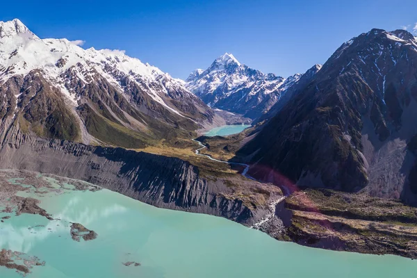 Havadan görünümü Mt Cook manzara, Yeni Zelanda