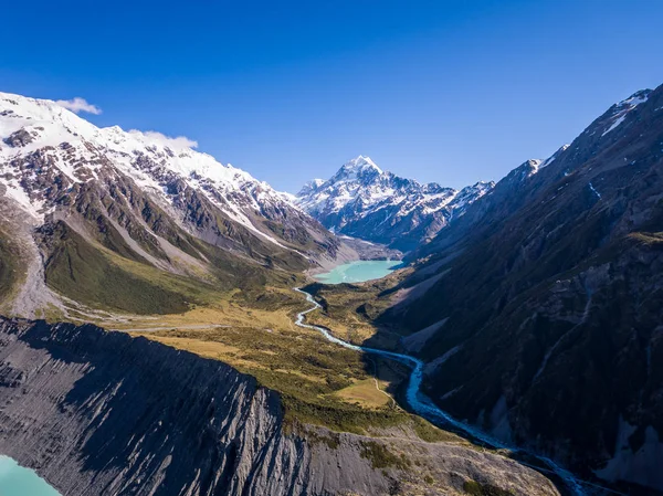 Havadan görünümü Mt Cook manzara, Yeni Zelanda