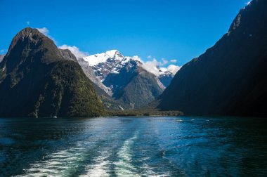 Milford Sound, Yeni Zelanda 'da feribot gezisi.