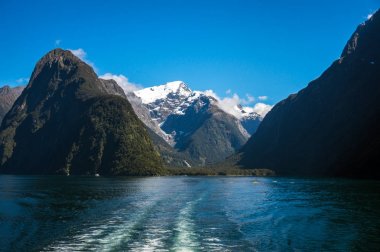 Milford Sound, Yeni Zelanda 'da feribot gezisi.