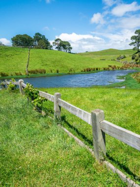 Yeşil çim alan kırsal manzara