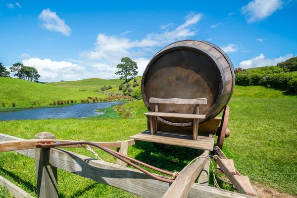 Wine Barrel in Green Grass Field — Stock Photo, Image