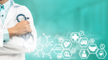 Doktor ile sağlık sigortası Modern arayüz simgesi