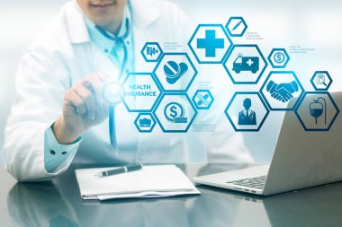 Doktor ile sağlık sigortası Modern arayüz simgesi