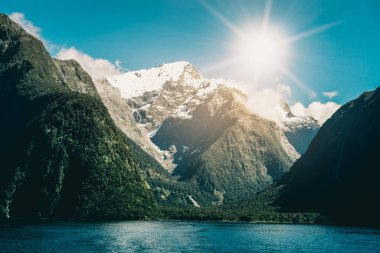 Yeni Zelanda'da göl ve dağ manzarası
