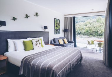 Lüks yatak odası iç Milford ses Lodge
