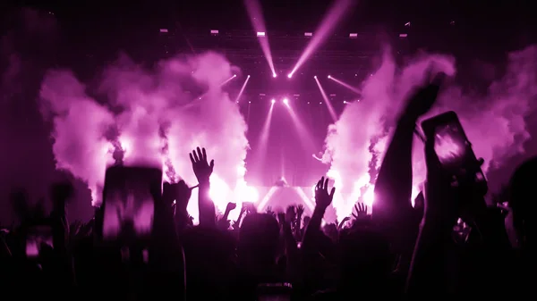 Fröhliche Menschen tanzen bei Party-Konzert im Nachtclub — Stockfoto