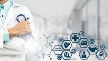 Doktor ile sağlık sigortası Modern arayüz simgesi