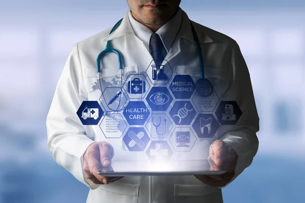 Doctor with Medical Healthcare Icon Interface — Stock Photo, Image