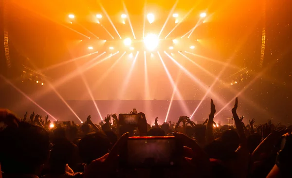 Fröhliche Menschen tanzen bei Party-Konzert im Nachtclub — Stockfoto