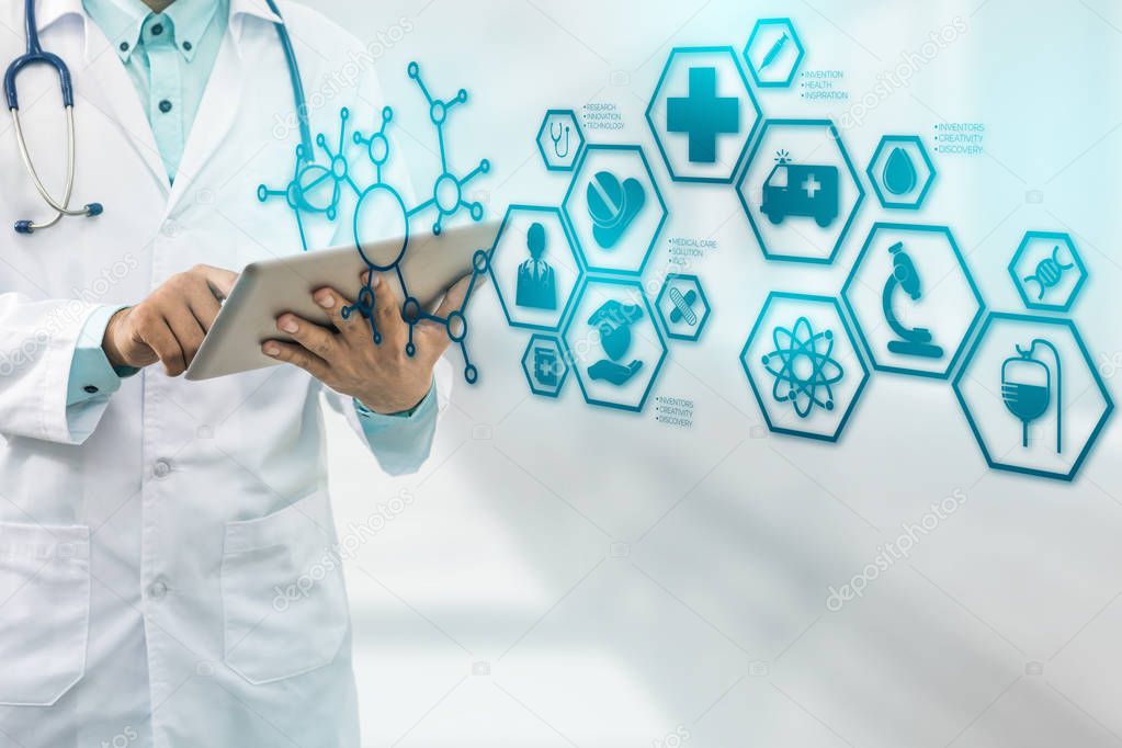 Doctor with Medical Healthcare Icon Interface