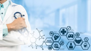 Doktor ile sağlık sigortası Modern arayüz simgesi