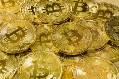 Fiziksel Bitcoin kazık arka plan, Bitcoin incelemesi