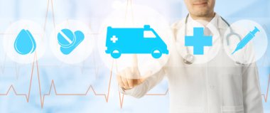 Doktor noktalarda ambulans ve acil durum simgesi