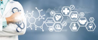 Doktor ile sağlık sigortası Modern arayüz simgesi