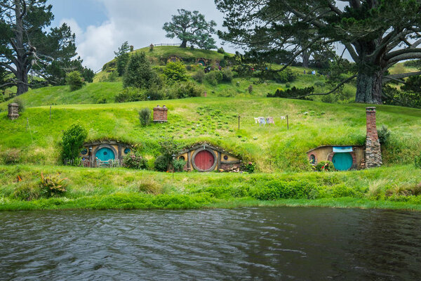 Hobbiton movie set for "The Hobbit" in New Zealand