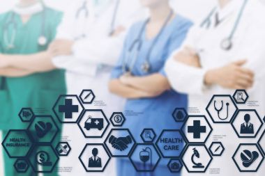 Doktor ile sağlık sigortası Modern arayüz simgesi