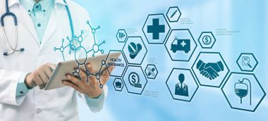 Doktor ile sağlık sigortası Modern arayüz simgesi