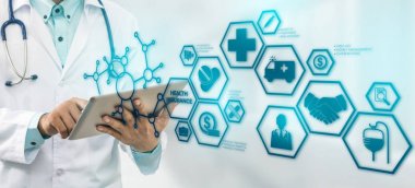 Doktor ile sağlık sigortası Modern arayüz simgesi