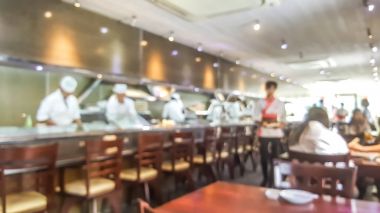 Sushi Restoran Tokyo Japonya arka plan bulanıklık