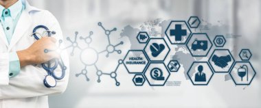 Doktor ile sağlık sigortası Modern arayüz simgesi