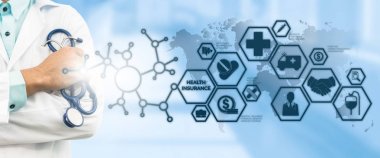 Doktor ile sağlık sigortası Modern arayüz simgesi