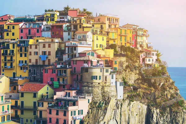 Колоритні будинку в місті Manarola, Чінкве Терре - Італія — стокове фото