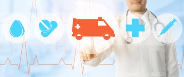 Doktor noktalarda ambulans ve acil durum simgesi