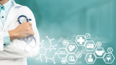 Doktor ile sağlık sigortası Modern arayüz simgesi