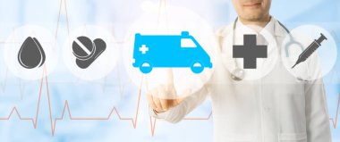 Doktor noktalarda ambulans ve acil durum simgesi