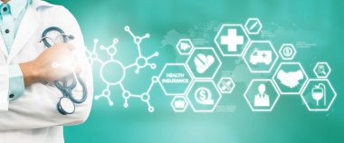 Doktor ile sağlık sigortası Modern arayüz simgesi