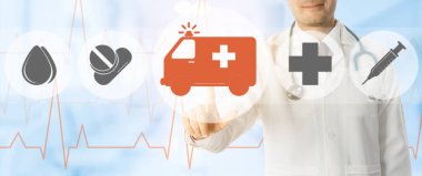 Doktor noktalarda ambulans ve acil durum simgesi