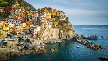 Manarola, Cinque Terre Sahili, İtalya.