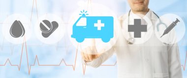 Doktor noktalarda ambulans ve acil durum simgesi