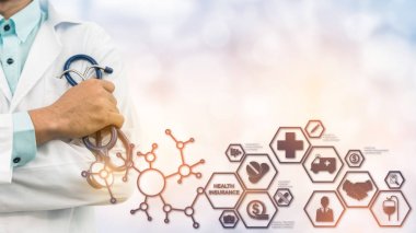 Doktor ile sağlık sigortası Modern arayüz simgesi