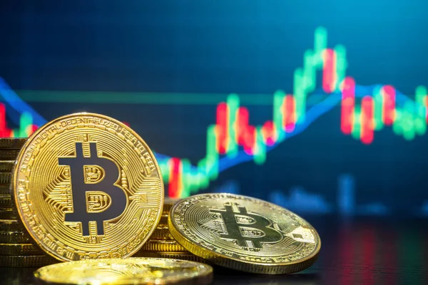Bitcoin and Cryptocurrency Exchange Trading Market — Stock Photo, Image