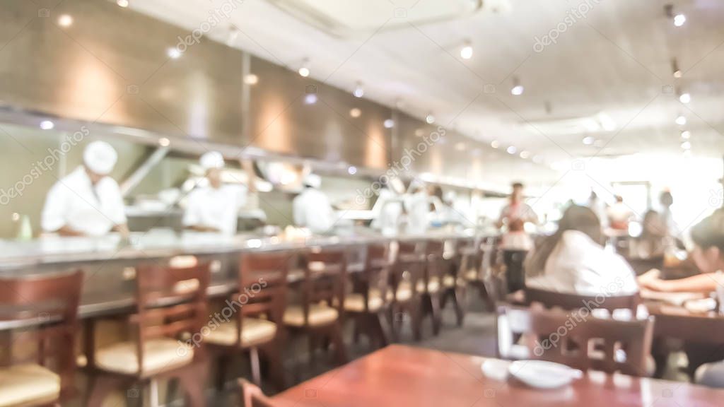 Blur Background of Sushi Restaurant in Tokyo Japan