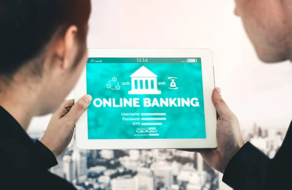 Online Banking Digital Money Technology Concept Interface Graphique Montrant Transfert — Photo