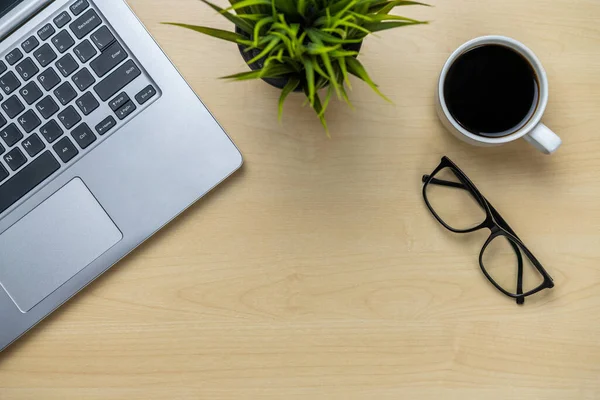 Office Desk Workspace Table Background Top View Flat Lay Objects — Stock Photo, Image