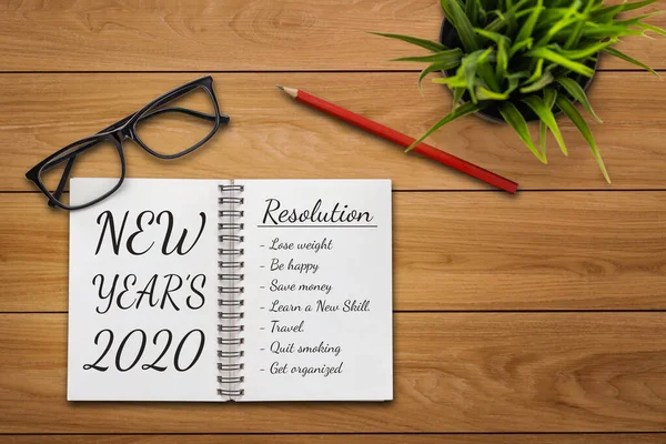 Lista de Objetivos de Resolución de Año Nuevo 2020 — Foto de Stock