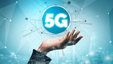 Küresel İş Büyümesi için 5G İletişim Teknolojisi Kablosuz İnternet Ağı, Sosyal Medya, Dijital E-ticaret ve Eğlence Ev Kullanımı.