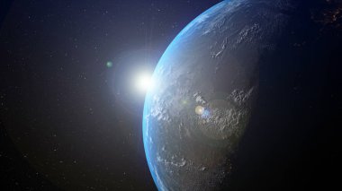 3d Dijital Dünya, yıldızlarda ve uzay arka planında dönen küresel iş dünyasındaki uluslararası insanların küresel ağ bağlantısı kavramını gösteriyor. 