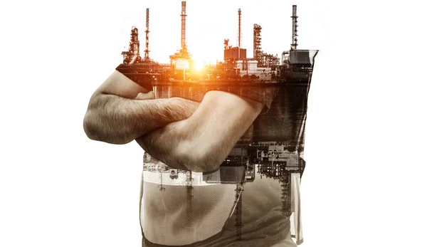 Yaratıcı Grafik Tasarımında Gelecek Fabrika Enerji Endüstrisi Konsepti Petrol Gaz — Stok fotoğraf