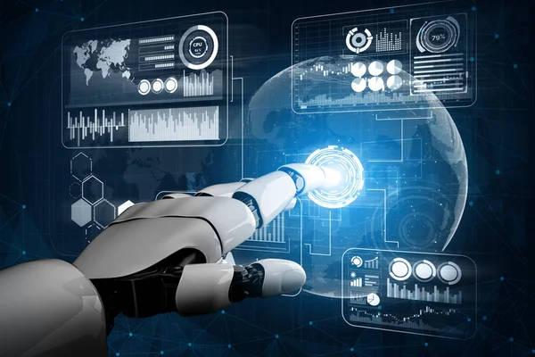 Desenvolvimento Tecnologia Robótica Futurista Inteligência Artificial Conceito Aprendizado Máquina Pesquisa — Fotografia de Stock