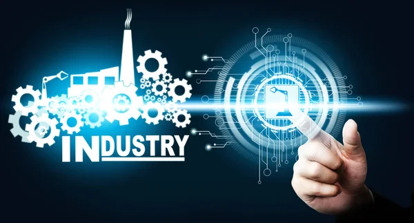 Futuristisk Industri Koncept Engineering Med Grafiskt Gränssnitt Som Visar Automationsdesign — Stockfoto