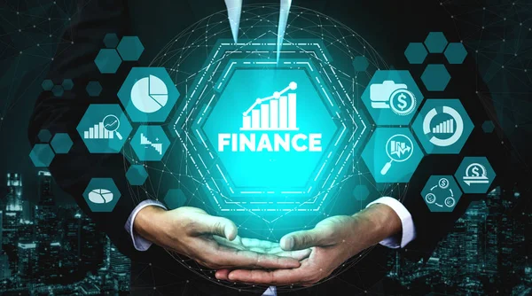 Concept Voor Financiële Geldtransactietechnologie Ikoon Grafische Interface Met Fintech Handel — Stockfoto